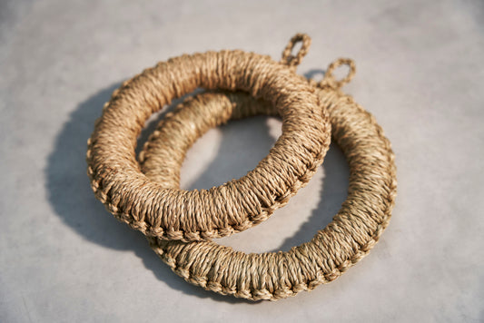 L Size – Handwoven Rush Grass Trivet / Pot Stand / hot pad / Nabeshiki